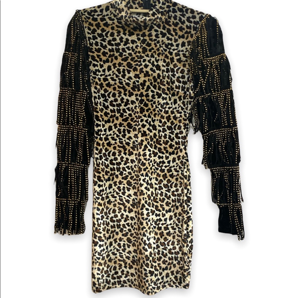 Akira Turtleneck Cheetah Dress